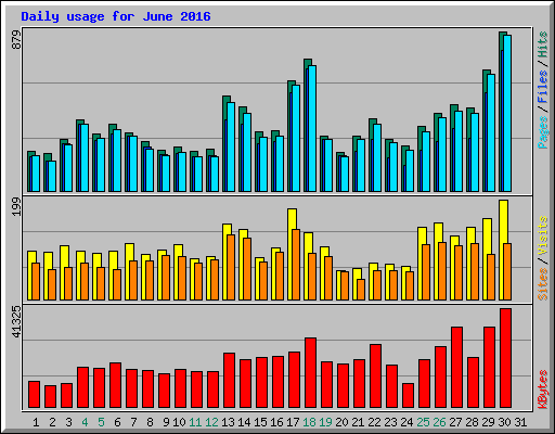 Daily usage for June 2016