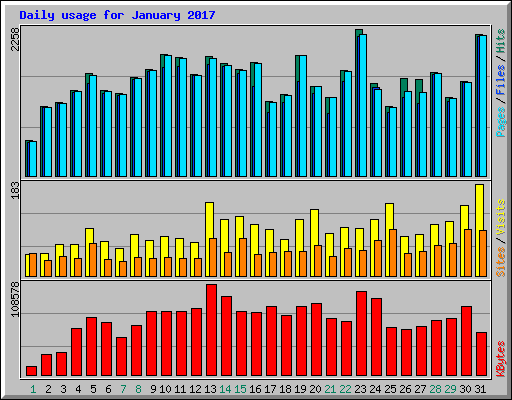 Daily usage for January 2017