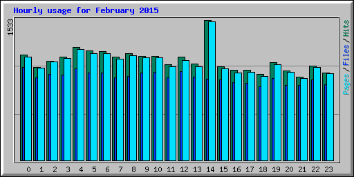 Hourly usage for February 2015