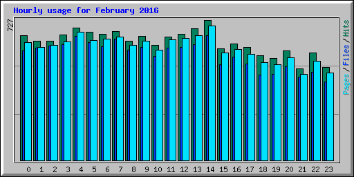 Hourly usage for February 2016